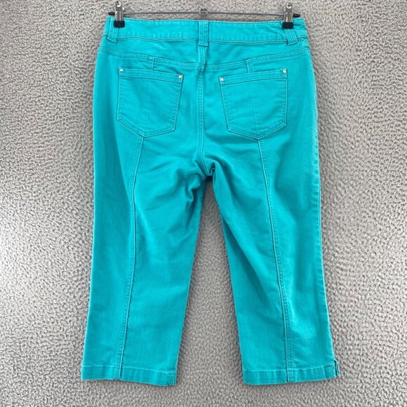 Chicos Jeans Womens 1.5 US 10 Blue Platinum Denim Back Seam Crop Ultimate Fit - Picture 3 of 11
